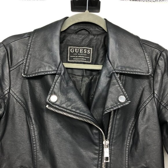 GUESS Women's Black Regina Faux Leather Biker Jacket size XS - Picture 7 of 16